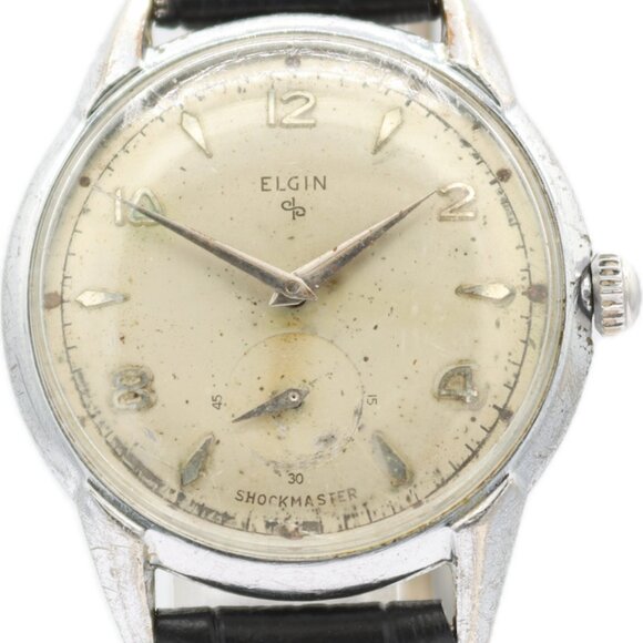 Vintage 34.5mm Elgin 9580 Shockmaster Men's Mechanical Wristwatch 715 USA - Picture 1 of 4